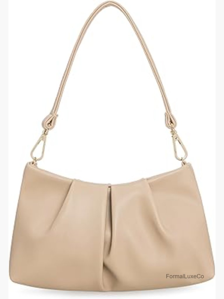 Pleated Faux Leather Clutch Evening Bag Convertible Crossbody